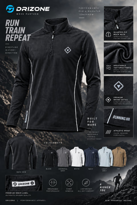 DM3110 Drizone Imported Men’s Quarter-Zip Full-Sleeve Sports T-Shirt - View 3