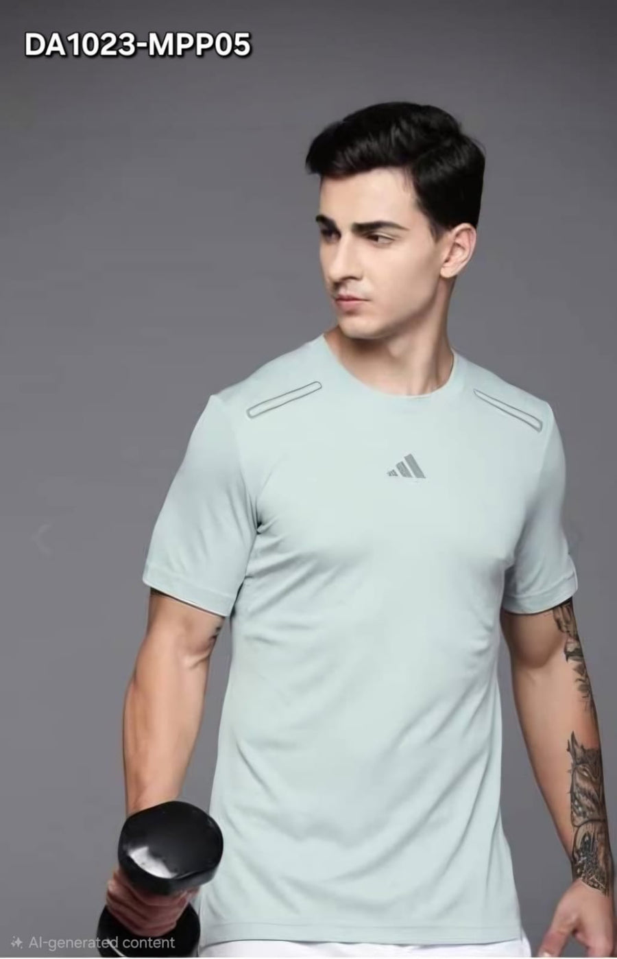 DA1023 Imported Dot Knit Round Neck Half Sleeve Heat Transfer Print T-Shirt - View 1