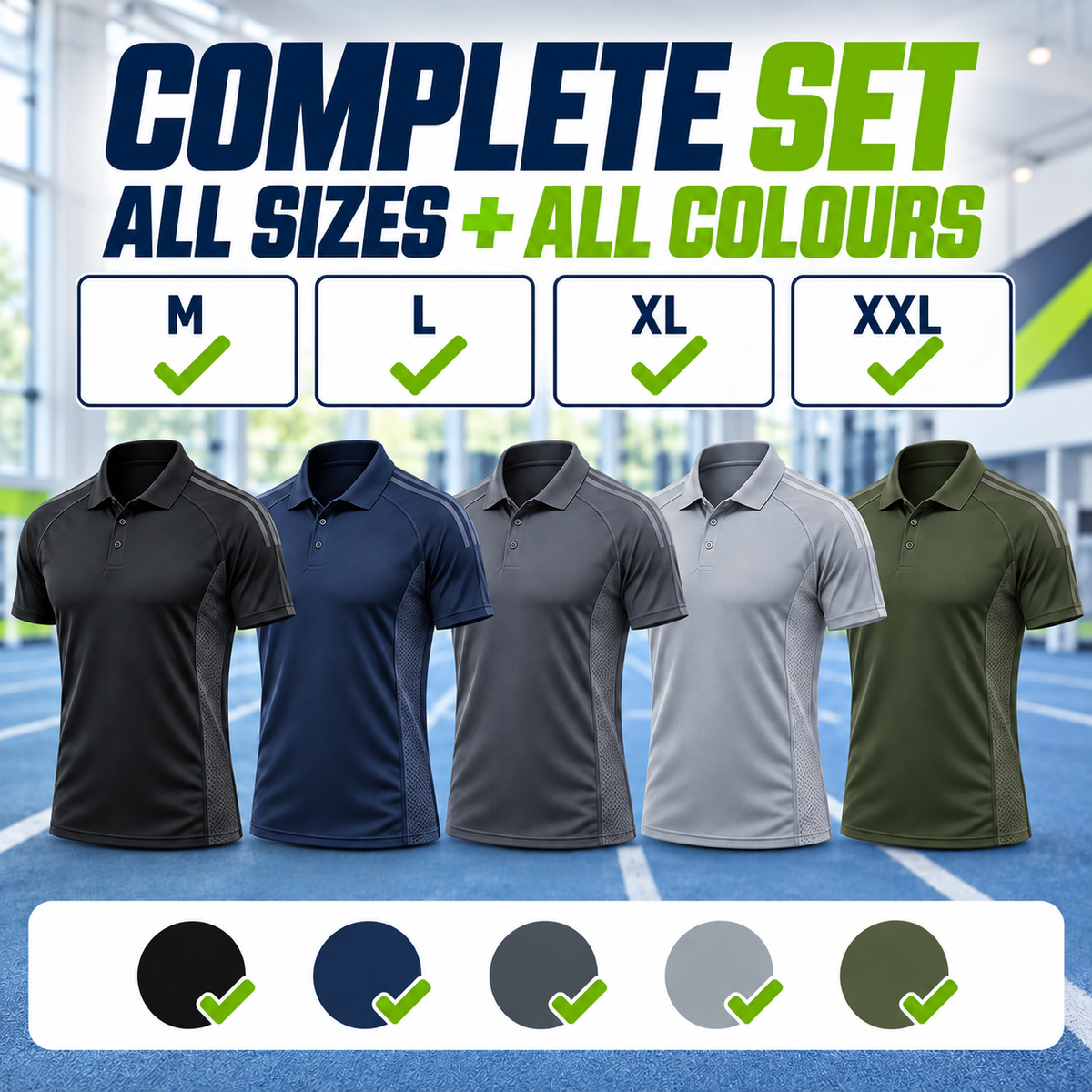 Polo T-Shirts — All Colours & All Sizes Set
