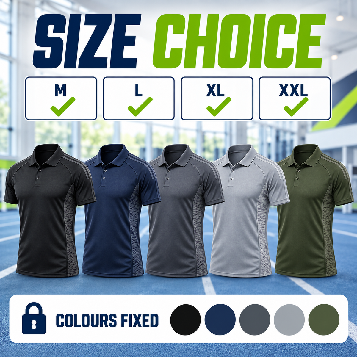 Polo T-Shirts — Size Choice & Colours Fixed