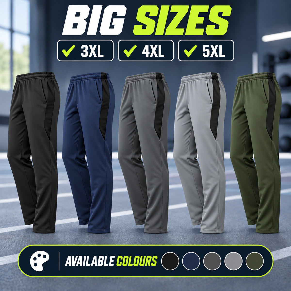 Lowers big sizes — 3XL, 4XL and 5XL