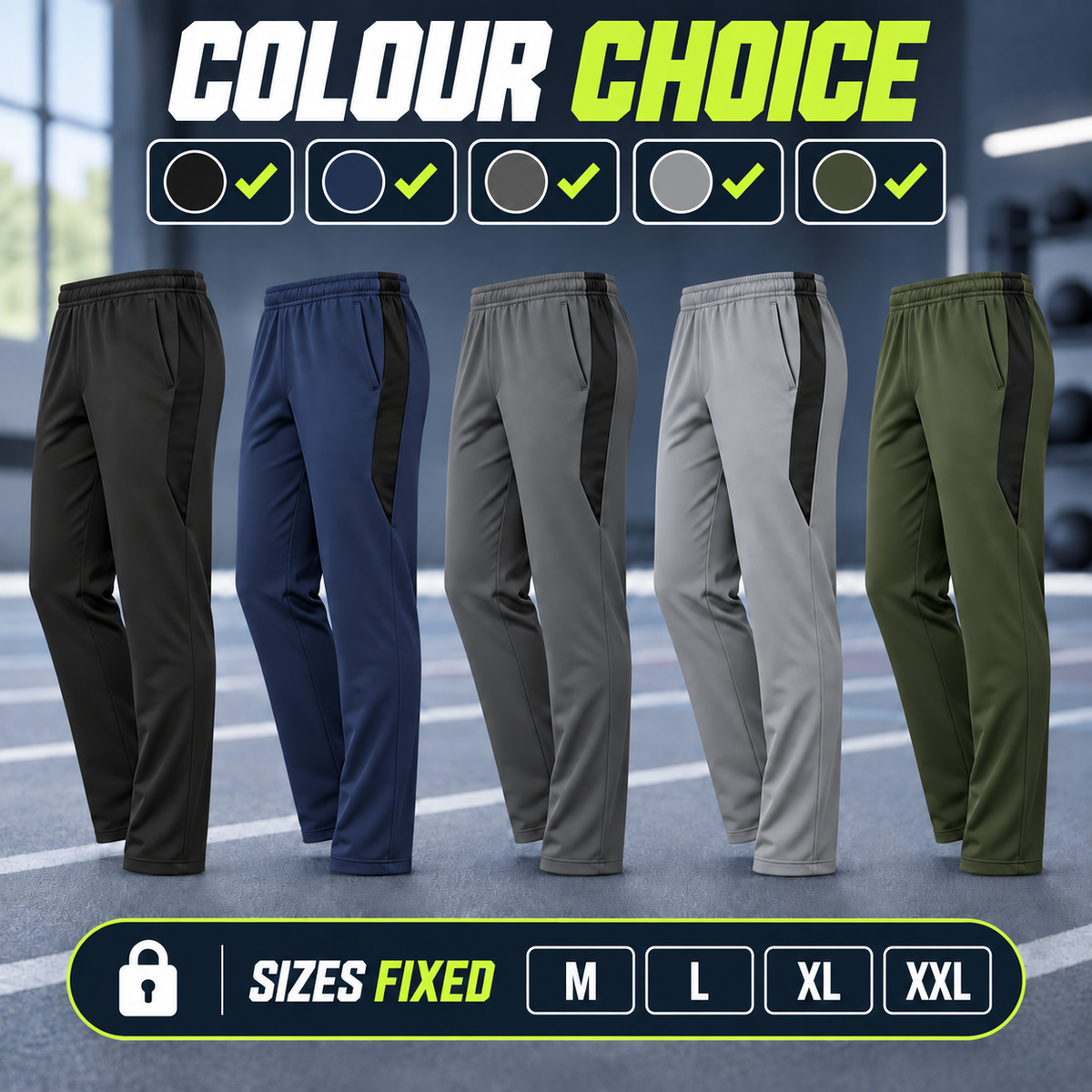 Lowers colour choice — sizes fixed M, L, XL and XXL