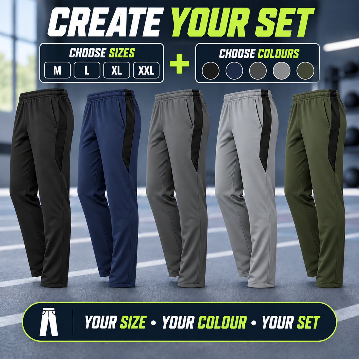 Lowers create your set — choose sizes and colours