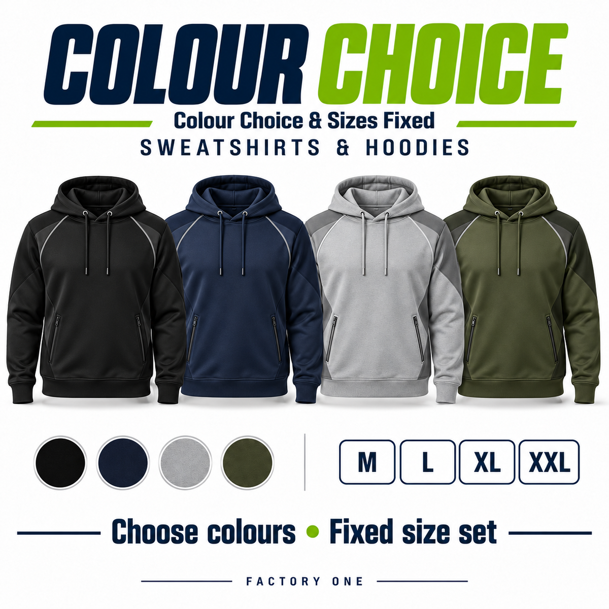Sporty Sweatshirts & Hoodies — Colour Choice & Sizes Fixed
