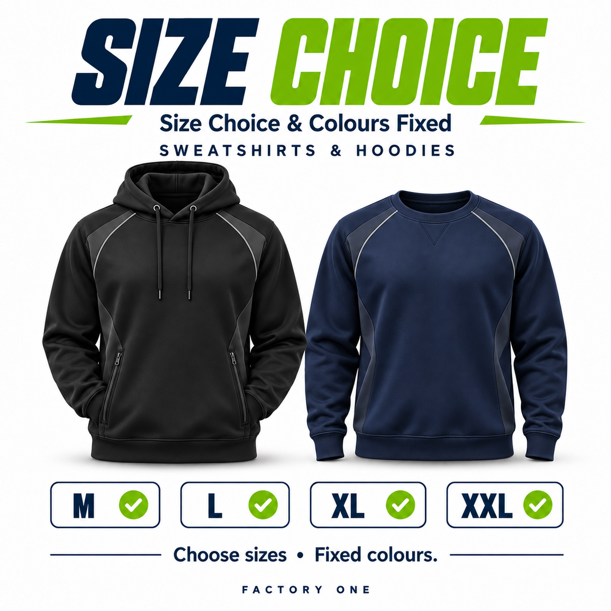 Sporty Sweatshirts & Hoodies — Size Choice & Colours Fixed