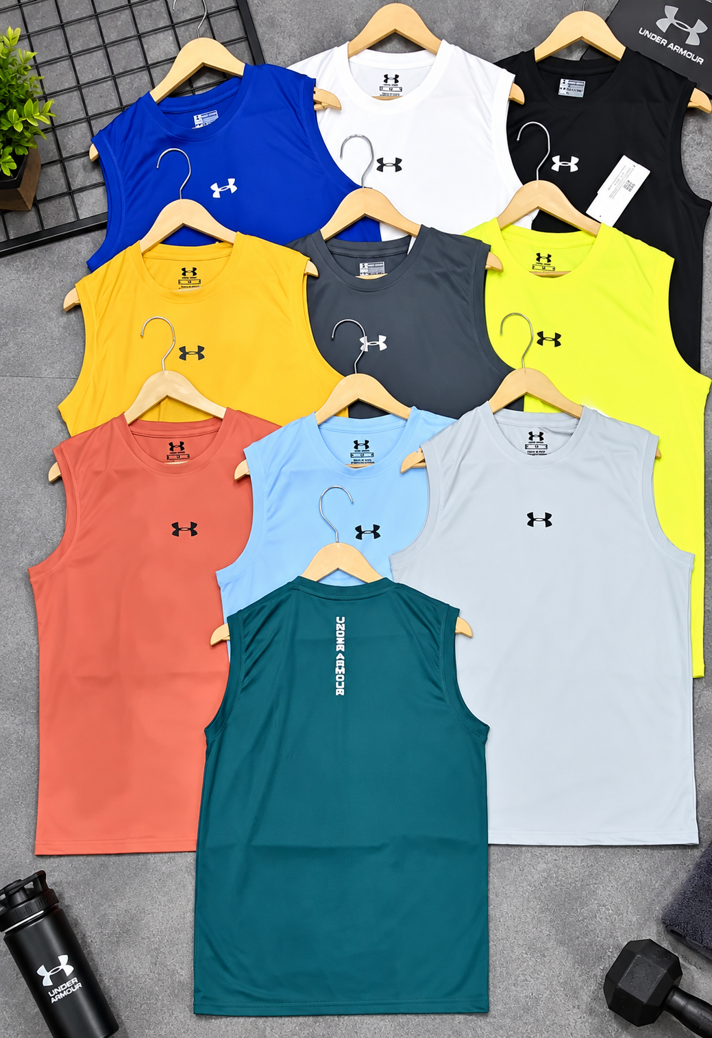 AU005 Imported Rolex Knit Round Neck Cut Sleeve Heat Transfer Print Sando