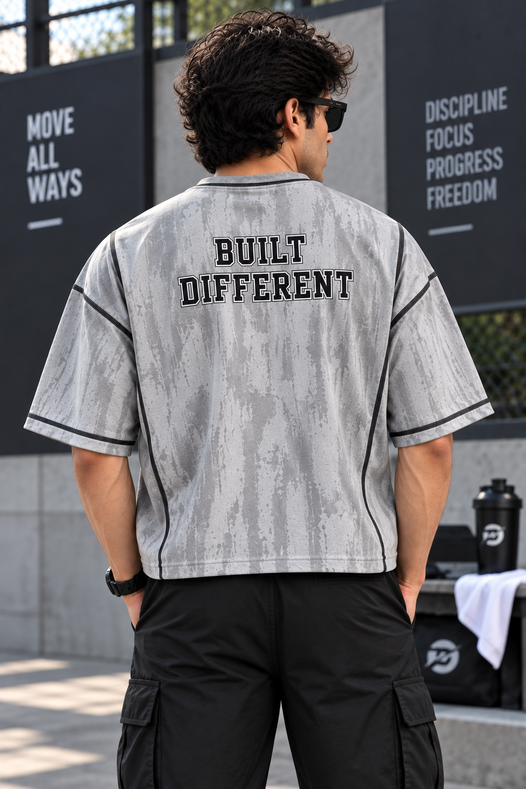 DM1010 Drizone Men Imported COT-DRI Round Neck Half Sleeve Heat Transfer Print Oversized Boxy T-Shirt