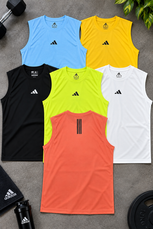 DA012 Imported Rolex Knit Round Neck Cut Sleeve Heat Transfer Print Sando