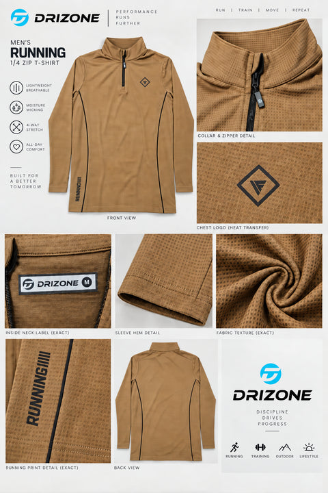 DM3110 Drizone Imported Men’s Quarter-Zip Full-Sleeve Sports T-Shirt - View 5
