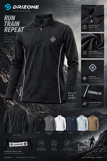 DM3110 Drizone Imported Men’s Quarter-Zip Full-Sleeve Sports T-Shirt