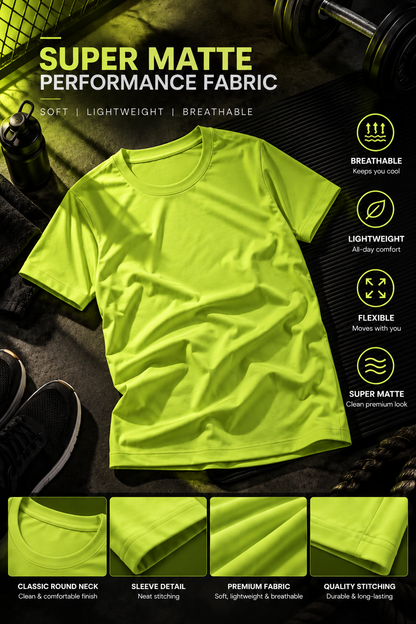 PL1001 Super Matte Round Neck Half Sleeve Plain T-Shirt