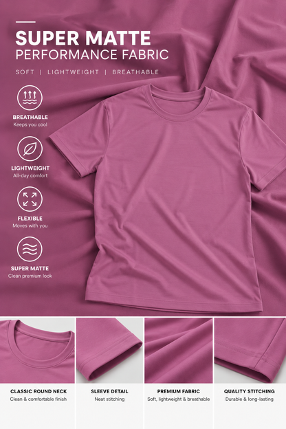 PL1001 Super Matte Round Neck Half Sleeve Plain T-Shirt