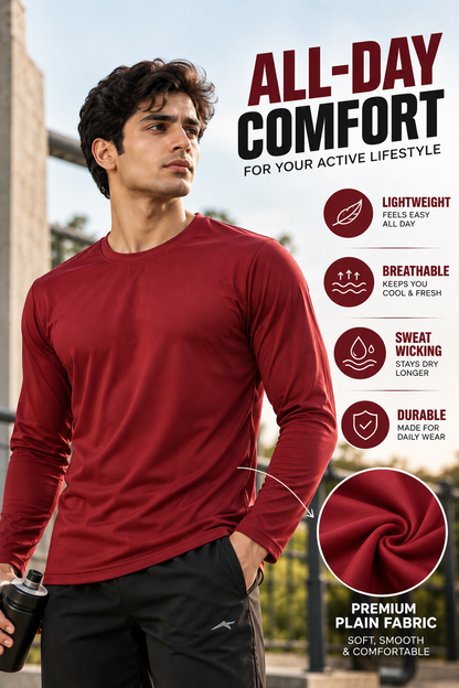 PG3000 Men Sarina Round Neck Full Sleeve Plain T-Shirt
