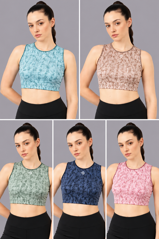 DW0008 Drizone Women Printed Micro Polyester U Neck Heat Transfer Print Gym Sando