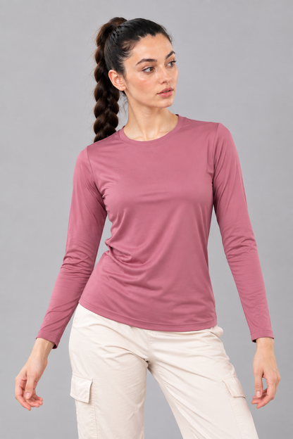 PL3005 Women Imported Rolex Knit Round Neck Full Sleeve Plain T-Shirt