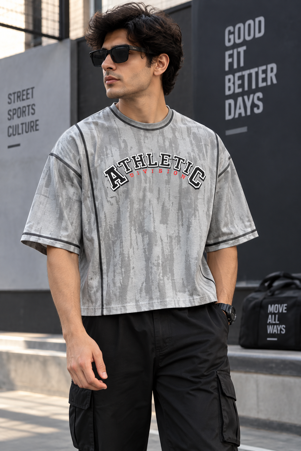 DM1010 Drizone Men Imported COT-DRI Round Neck Half Sleeve Heat Transfer Print Oversized Boxy T-Shirt