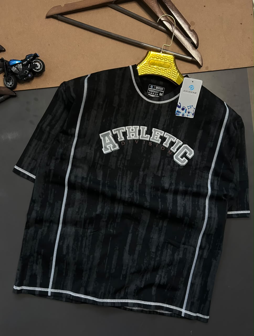 DM1010 Drizone Men Imported COT-DRI Round Neck Half Sleeve Heat Transfer Print Oversized Boxy T-Shirt