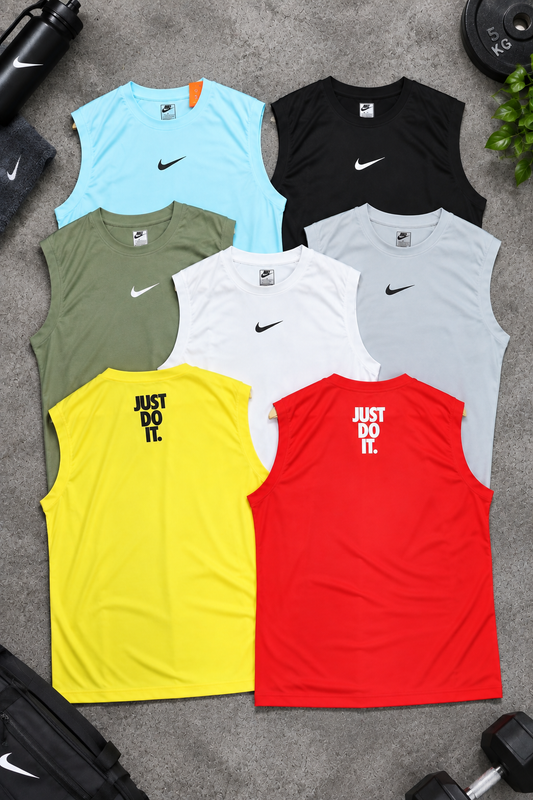 KN010 Imported Rolex Knit Round Neck Cut Sleeve Heat Transfer Print Sando